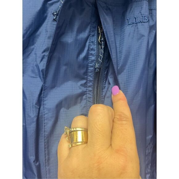 L.L. Bean Mens Blue Trail Model Hooded Fleece Lined Rain Jacket sz XL EUC - Picture 4 of 11